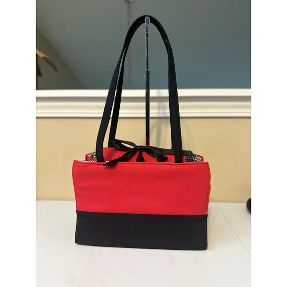 Vintage Kate Spade Bag First Edition Rare Red and Black Structured Tote Handbag - Picture 6 of 13